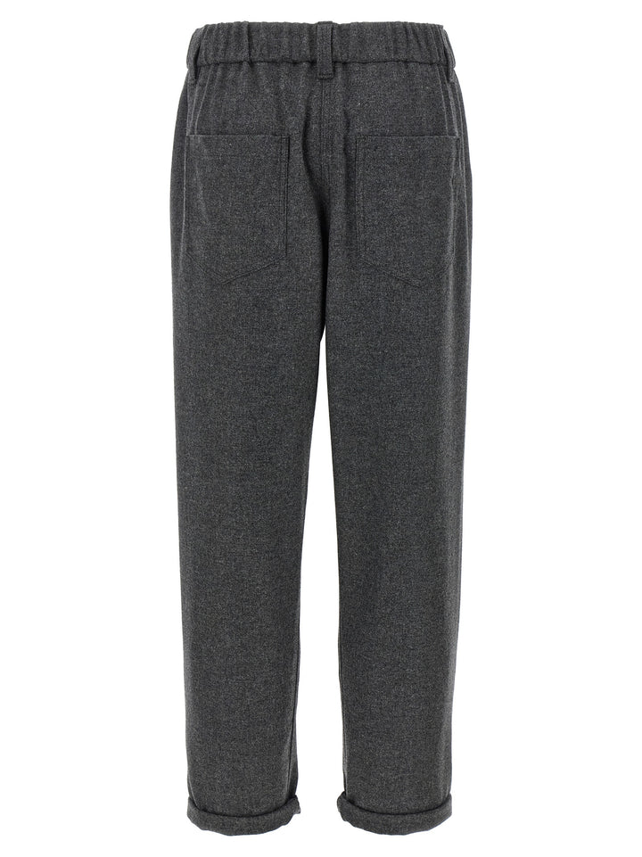Gray Virgin Wool Casual Pants