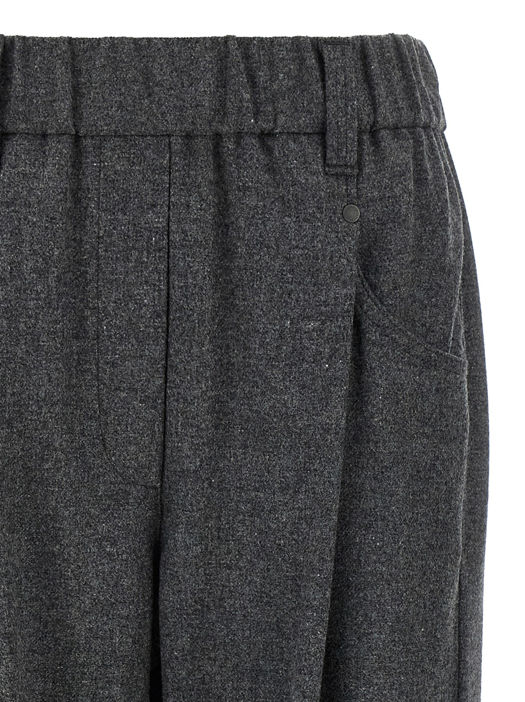 Gray Virgin Wool Casual Pants