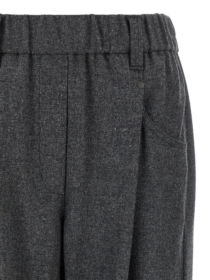 Gray Virgin Wool Casual Pants