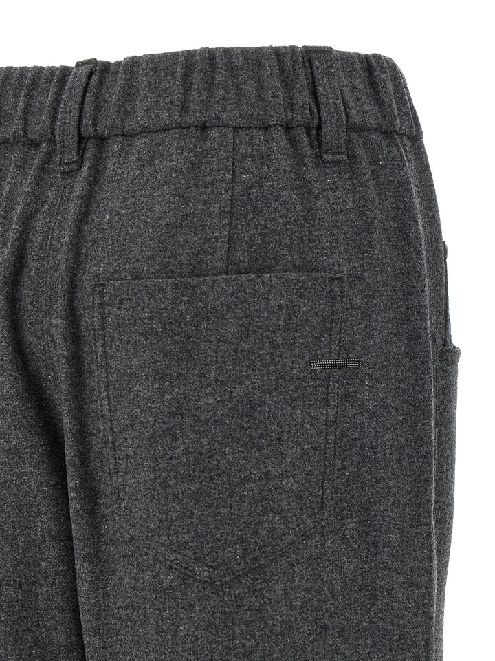 Gray Virgin Wool Casual Pants