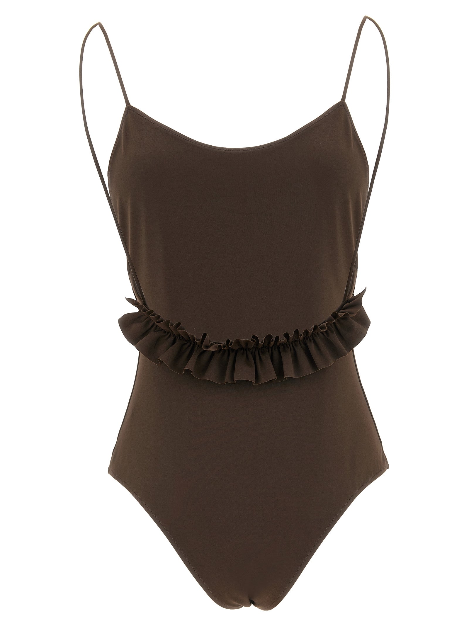 Brown Polyamide One-Piece Swimsuit