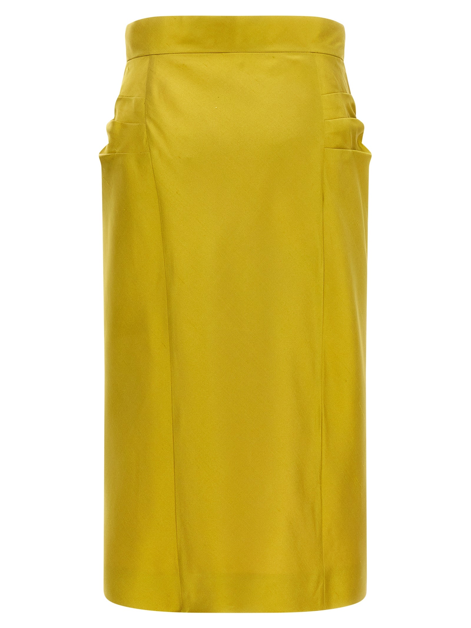 Bicolor Silk Midi Skirt