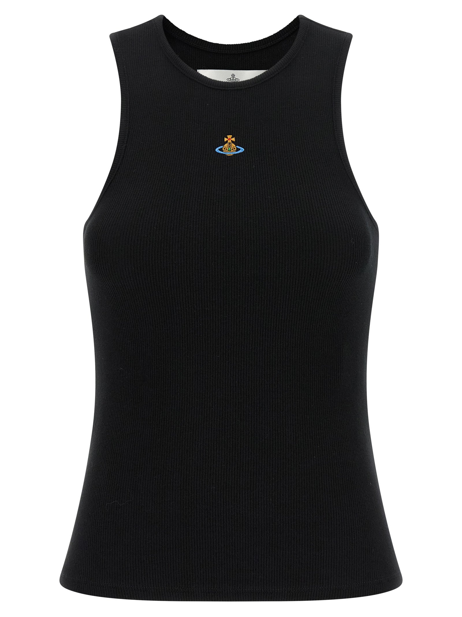 Black Cotton Sleeveles T-Shirt