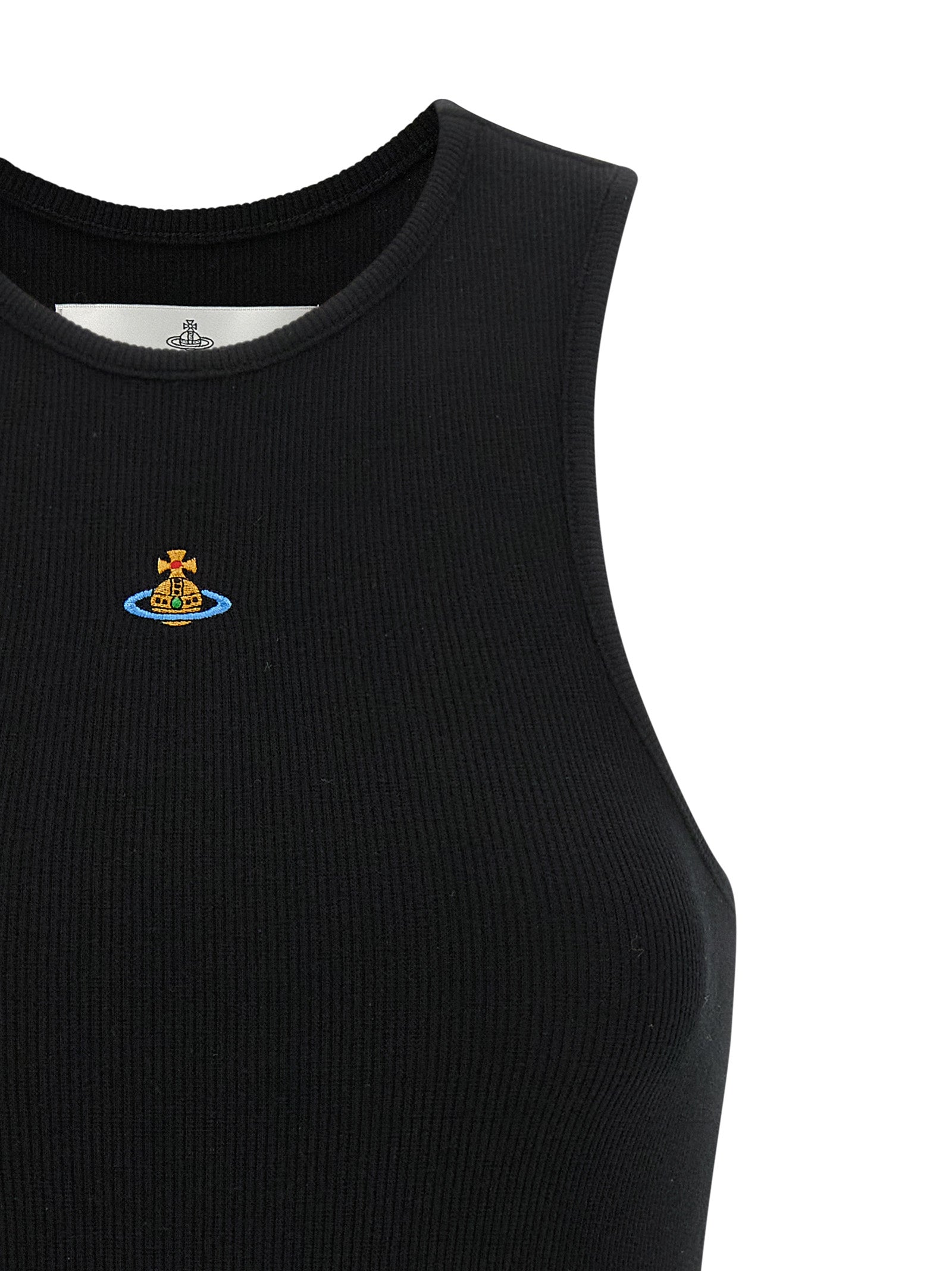 Black Cotton Sleeveles T-Shirt