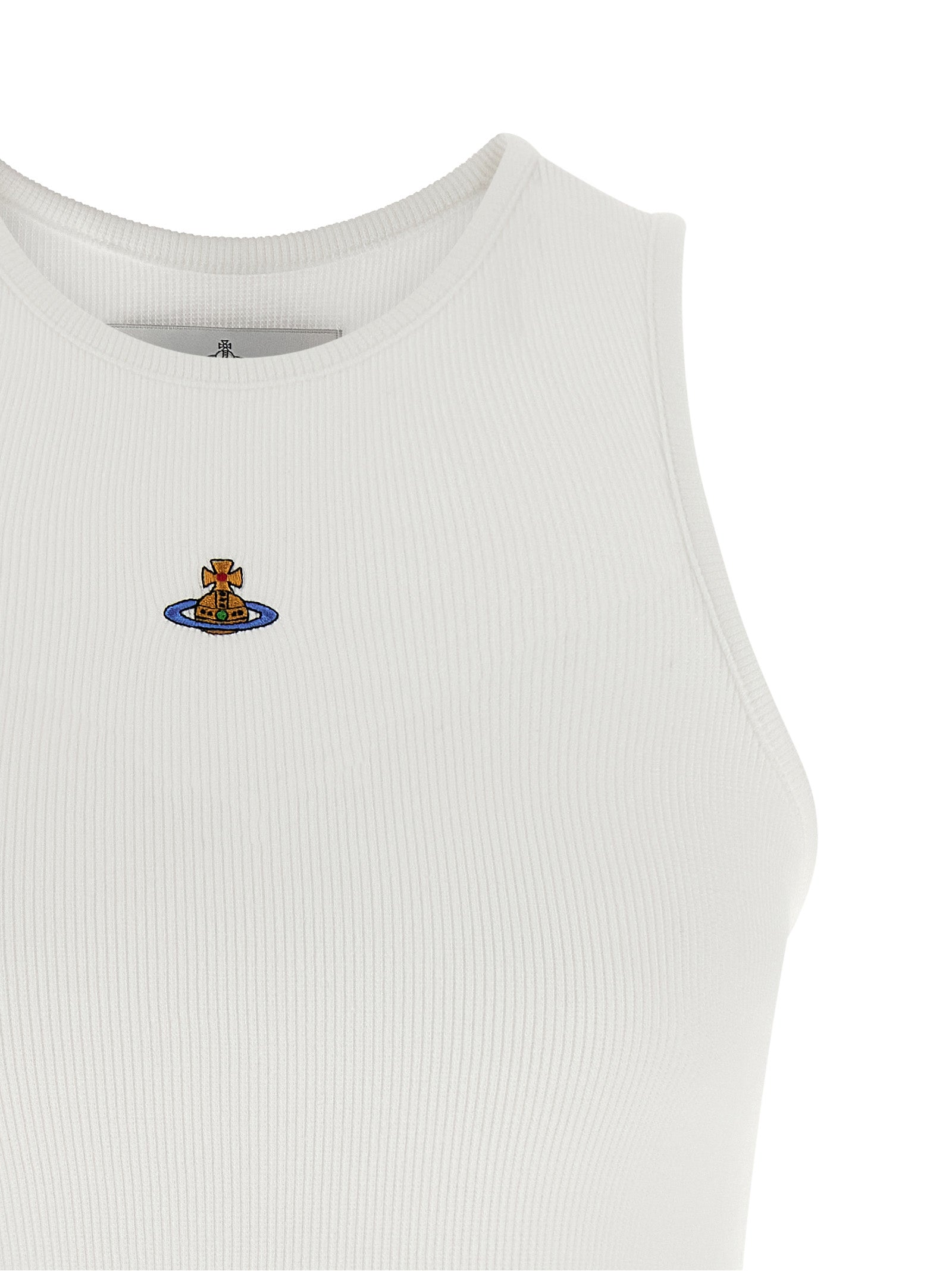 White Cotton Sleeveles T-Shirt