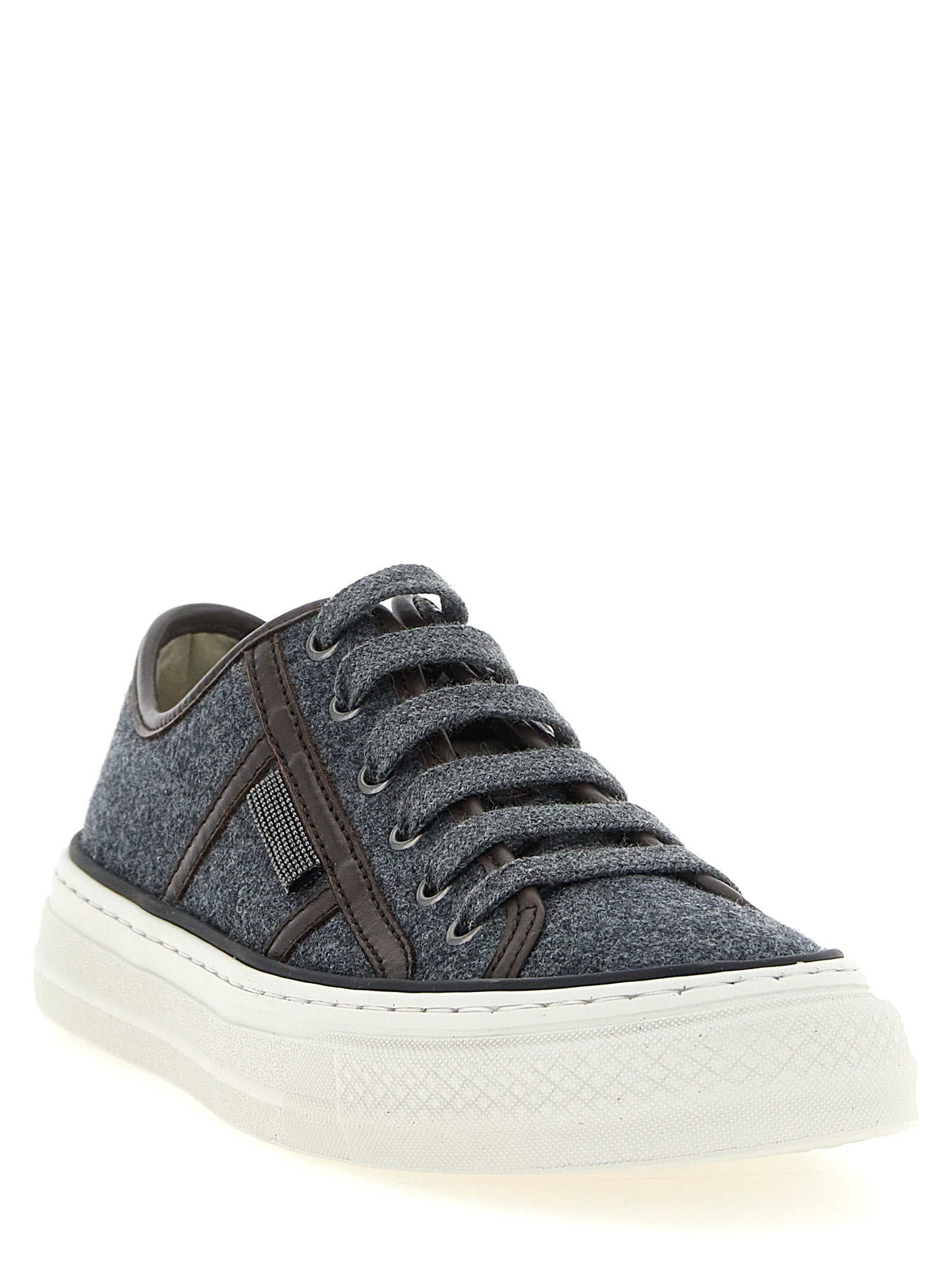 Gray Virgin Wool Low Top Sneakers