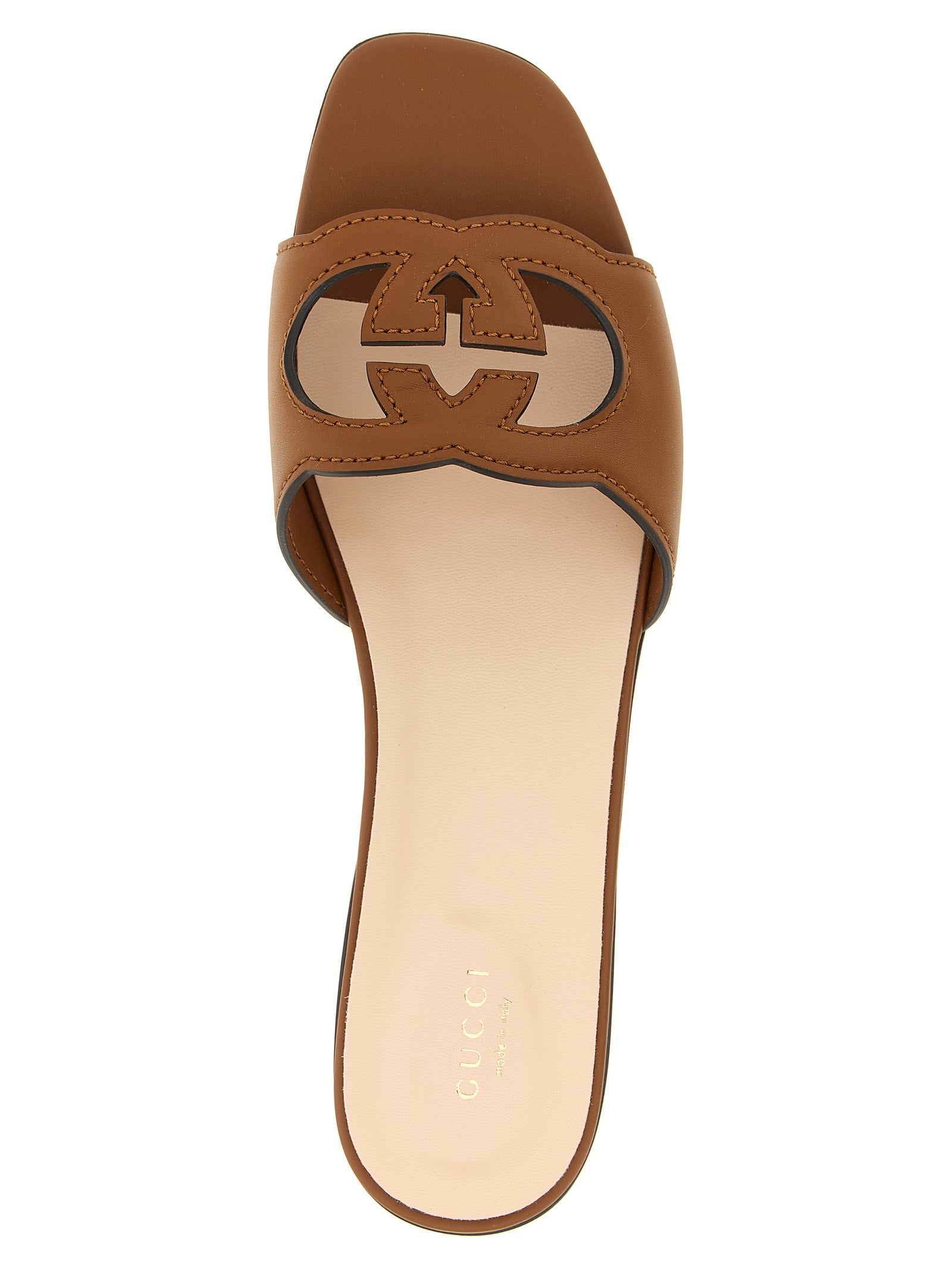 Brown Leather Slides