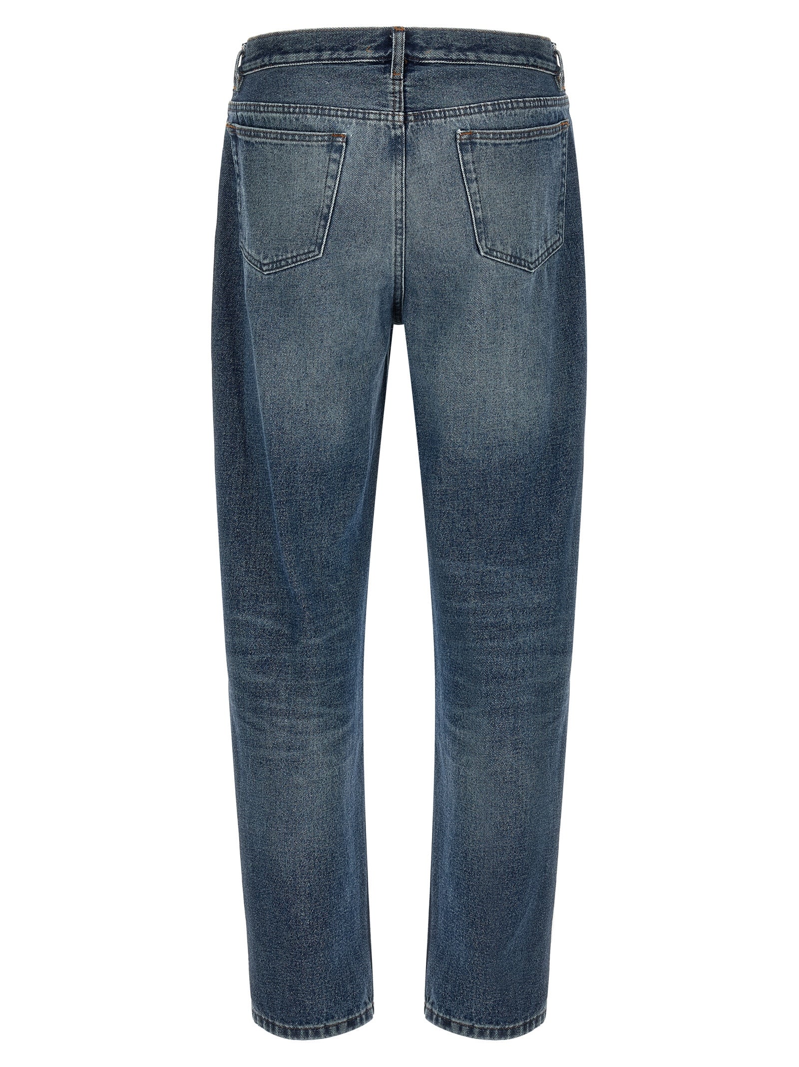 Blue Cotton Straight-Leg Jeans