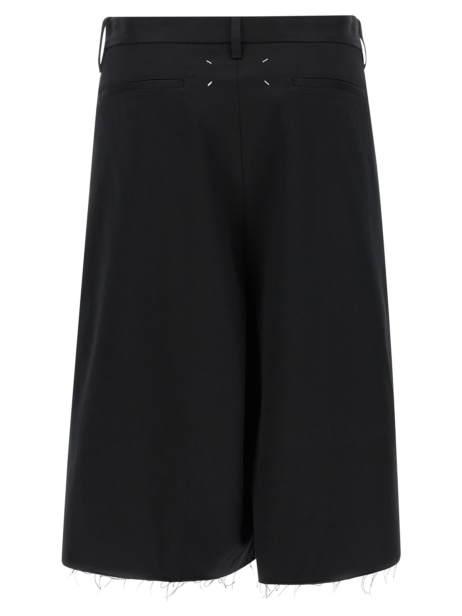 Black Cotton Bermuda Shorts