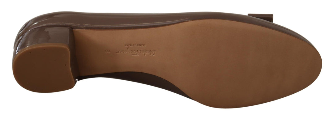 Salvatore Ferragamo Brune Naplak Kalveskinn Pumps Sko
