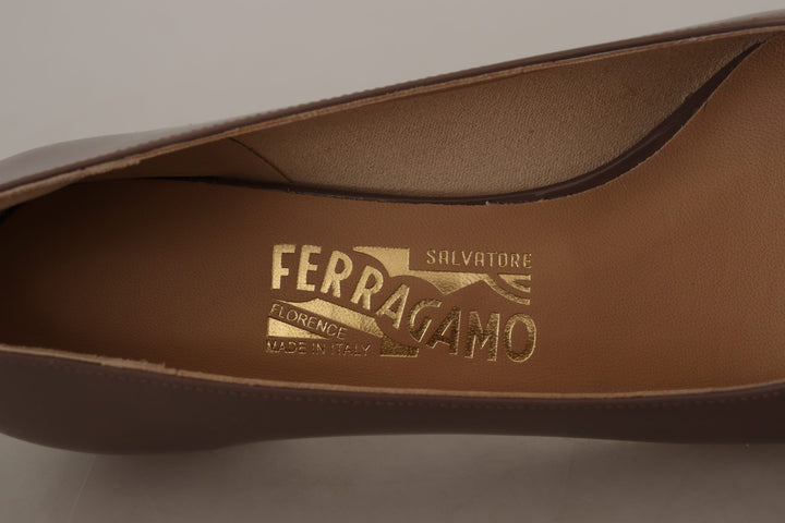 Salvatore Ferragamo Brune Naplak Kalveskinn Pumps Sko