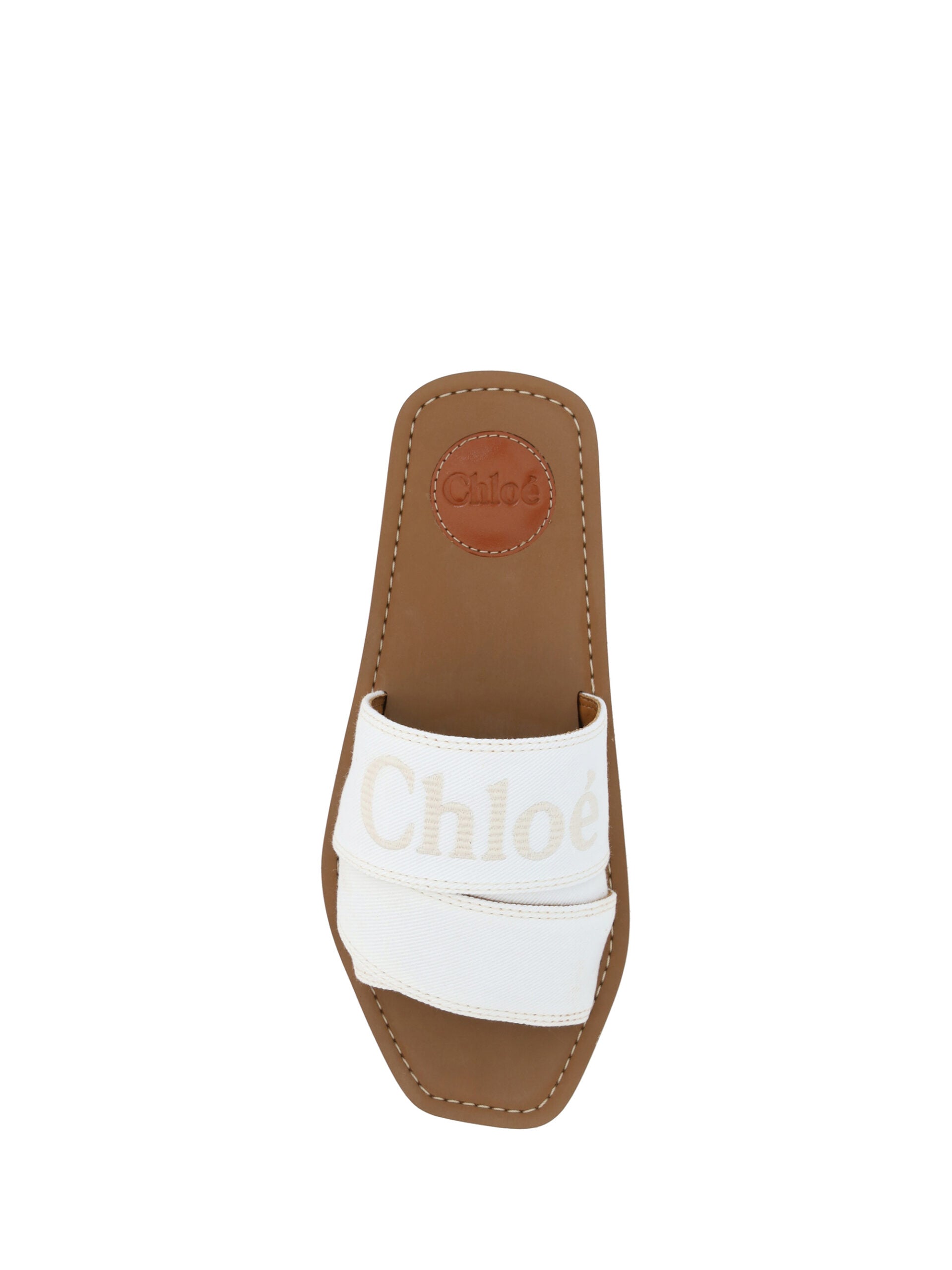 Chloé White Cotton Slides Woody Sandaler