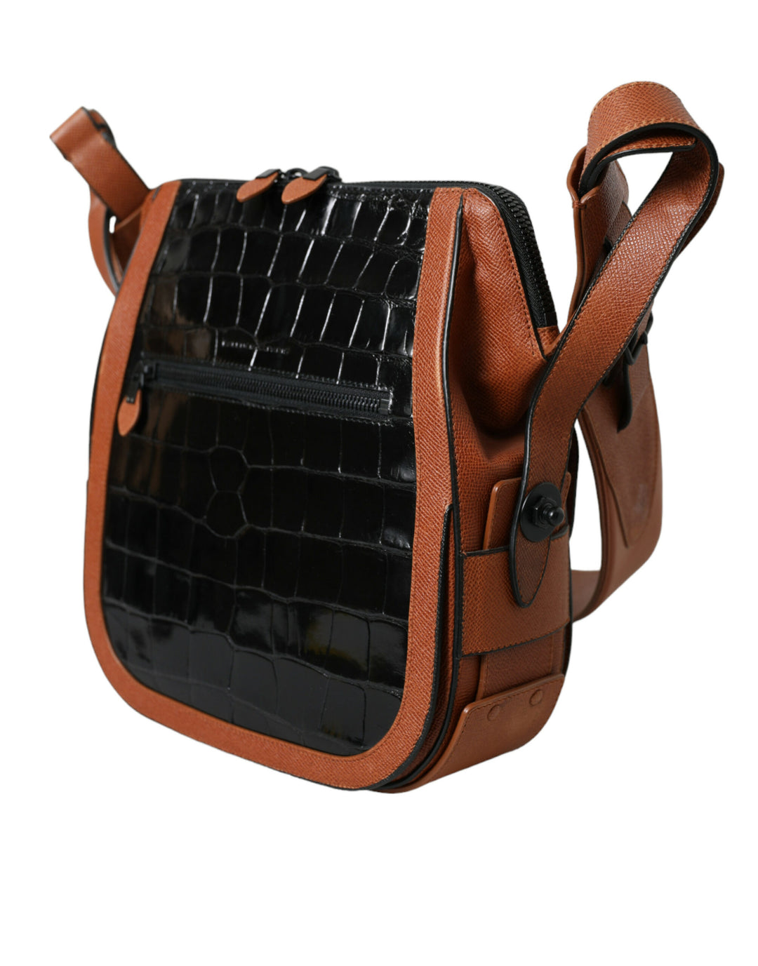Balenciaga svart brunt eksotisk skinn vertikal crossbody-veske