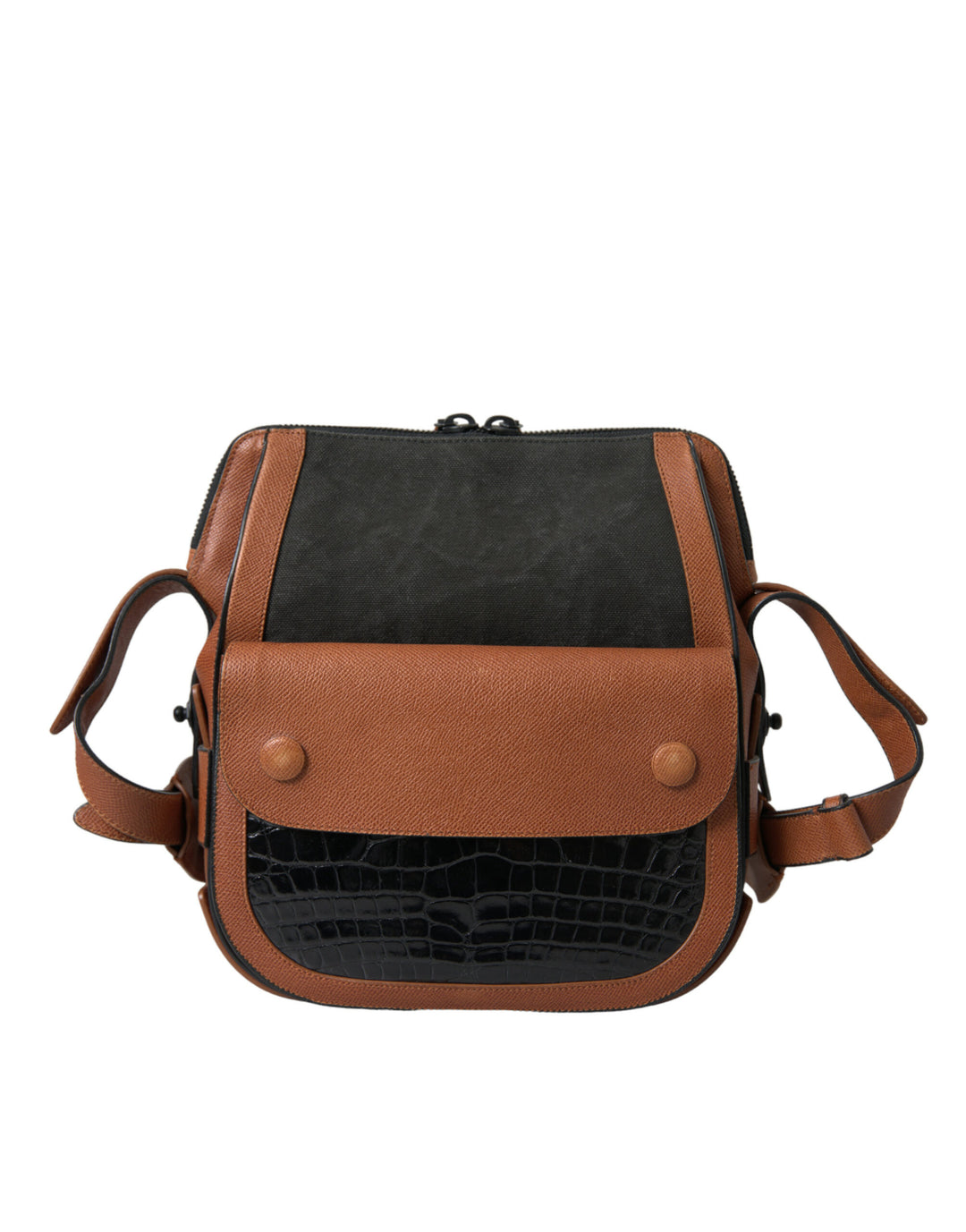 Balenciaga svart brunt eksotisk skinn vertikal crossbody-veske