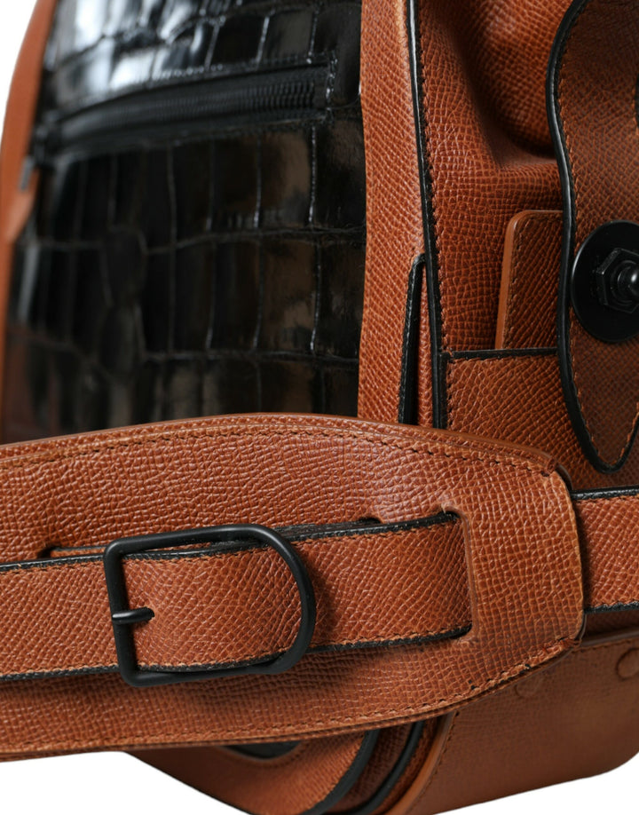 Balenciaga svart brunt eksotisk skinn vertikal crossbody-veske