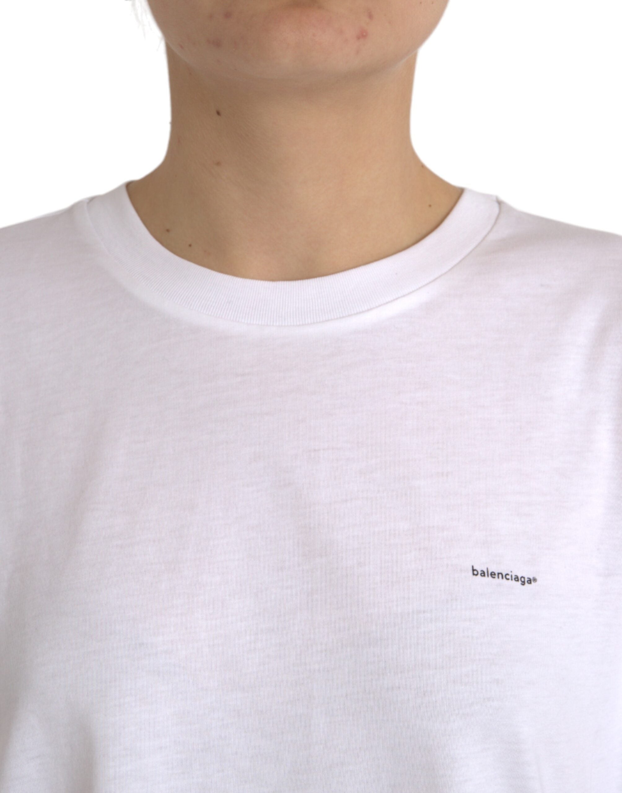 Balenciaga Hvit Bomull Rund Hals Korte Ermer T-skjorte
