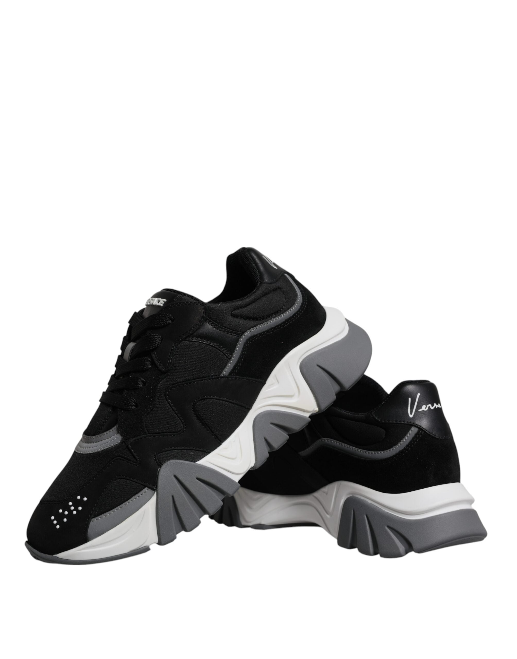 Versace Sorte Skinn Neopren Chunky Lave Joggesko Squalo Sko