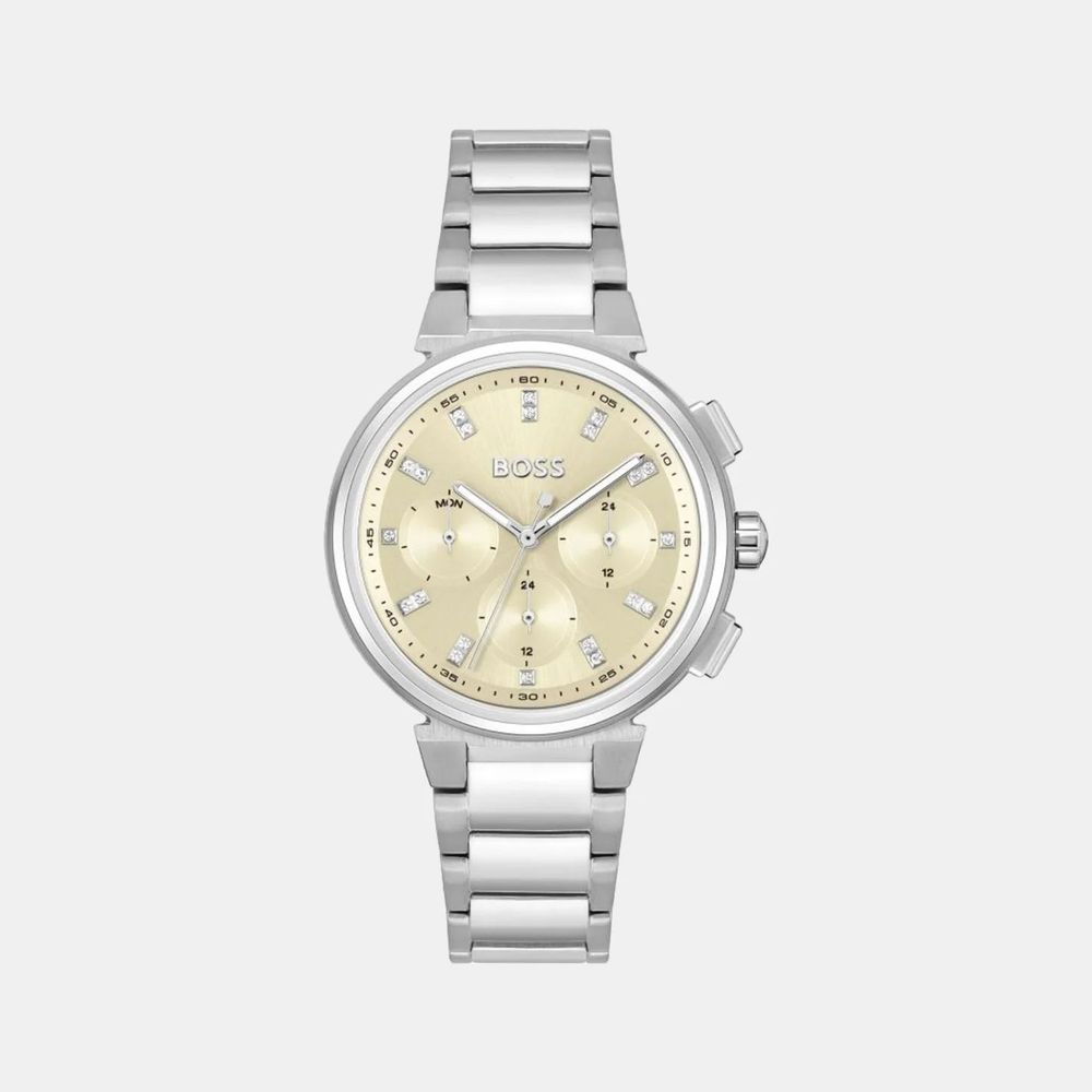 Reloj de vestir de acero inoxidable plateado
