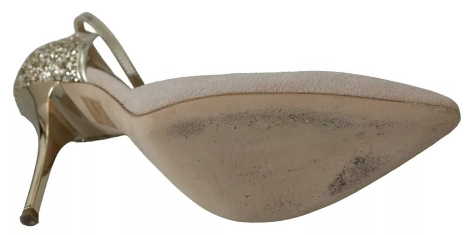Elisabetta Franchi Beige Lin Høye Hæler med Ankelrem