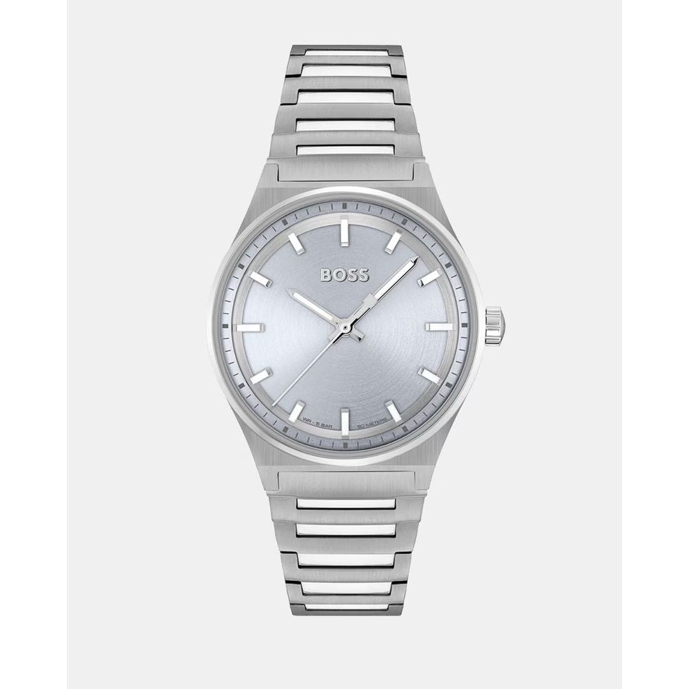 Reloj de vestir de acero inoxidable plateado