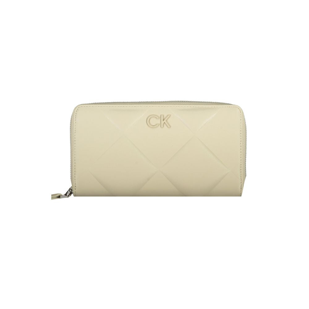 Billetera de poliéster beige para mujer
