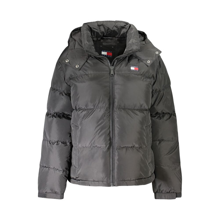 Tommy Hilfiger «Sort polyester damejakke med avtakbar hette»
