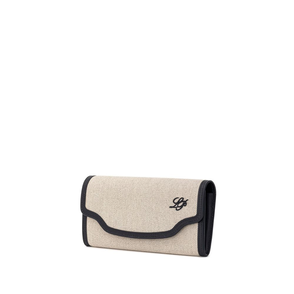 Loro Piana lommebok i beige stoff og skinn