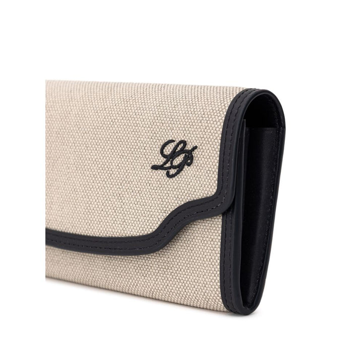Loro Piana lommebok i beige stoff og skinn