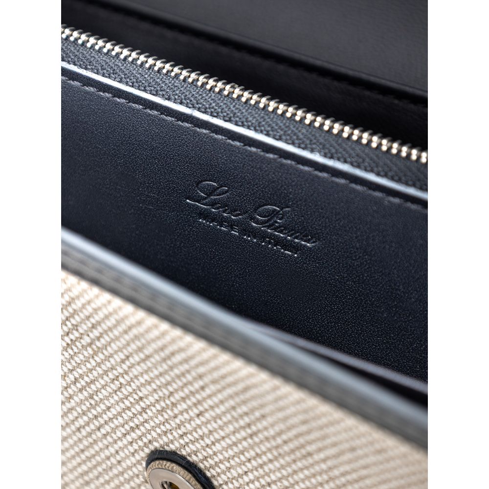 Loro Piana lommebok i beige stoff og skinn