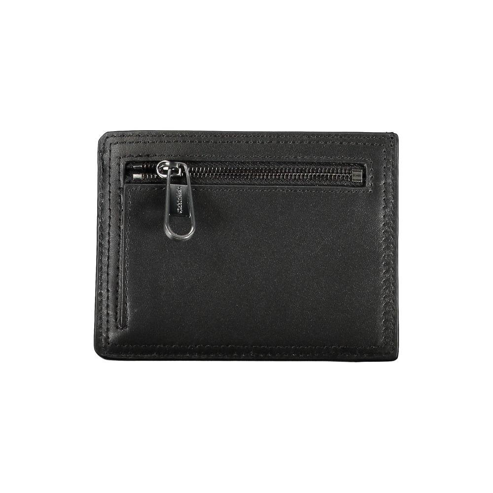 Monedero Elegante de Cuero Negro con Tarjetero