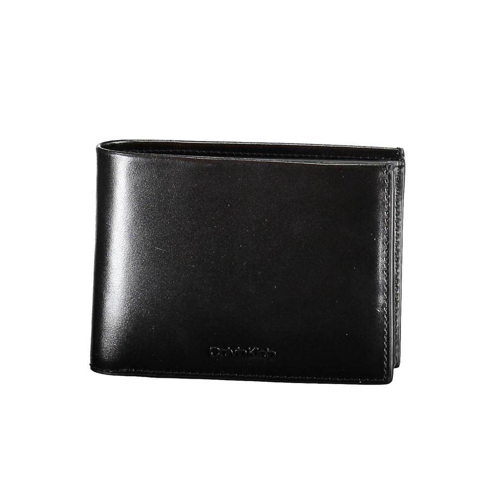 Billetera de cuero negro para hombre