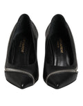 Saint Laurent White Black Leather Pointed Toe Heels Shoes