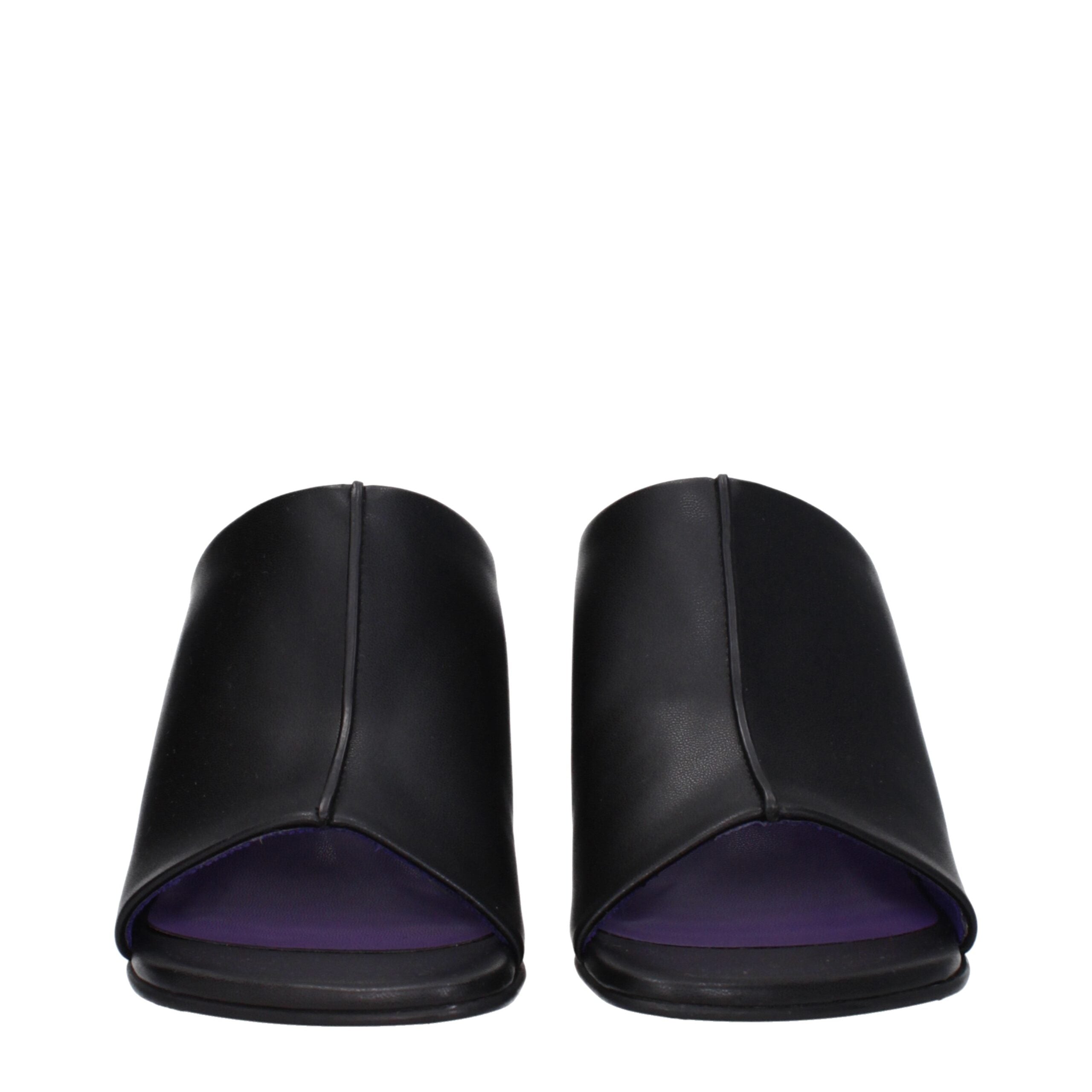 Black Leather Stiletto Heel Sandals