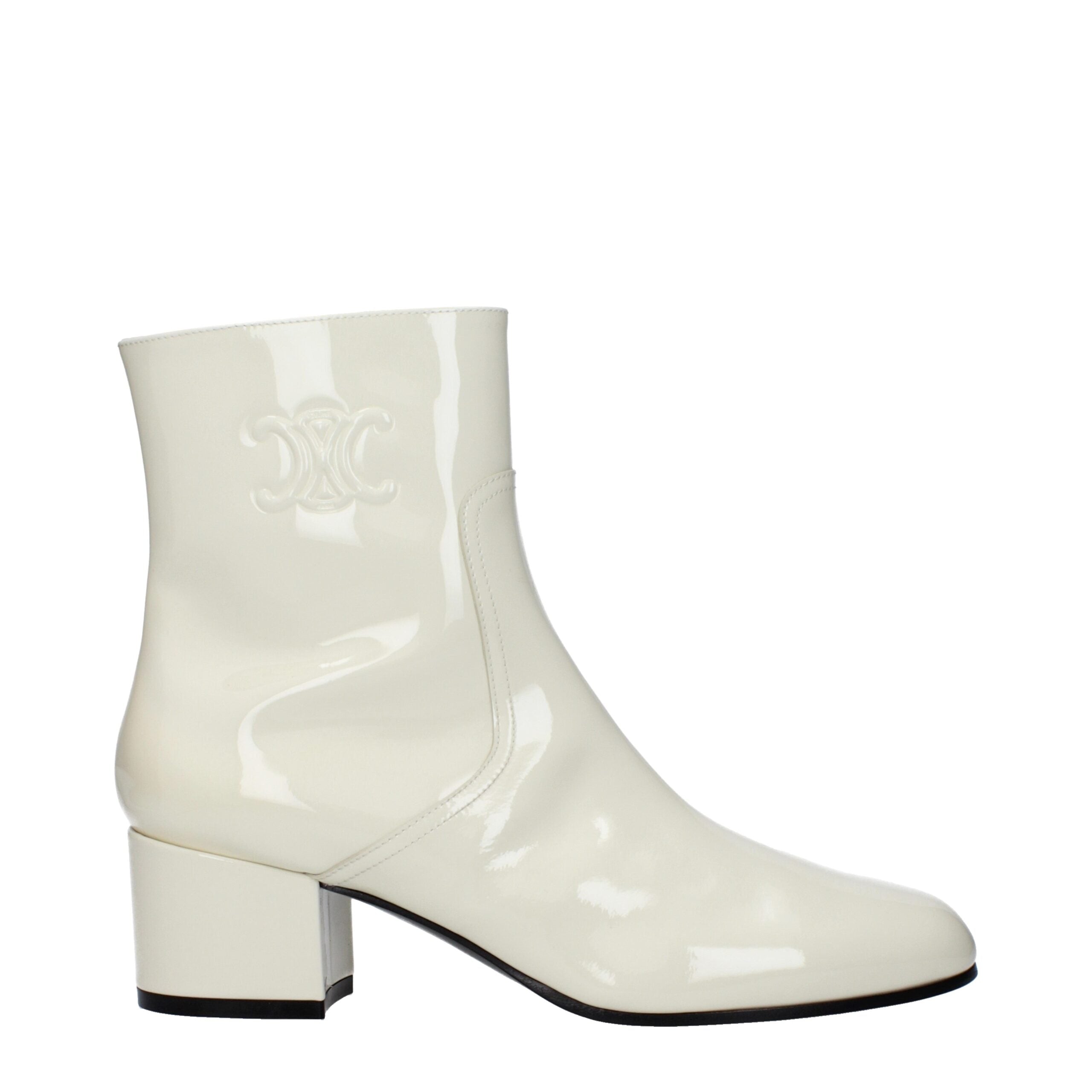 Beige Leather Ankle Boots