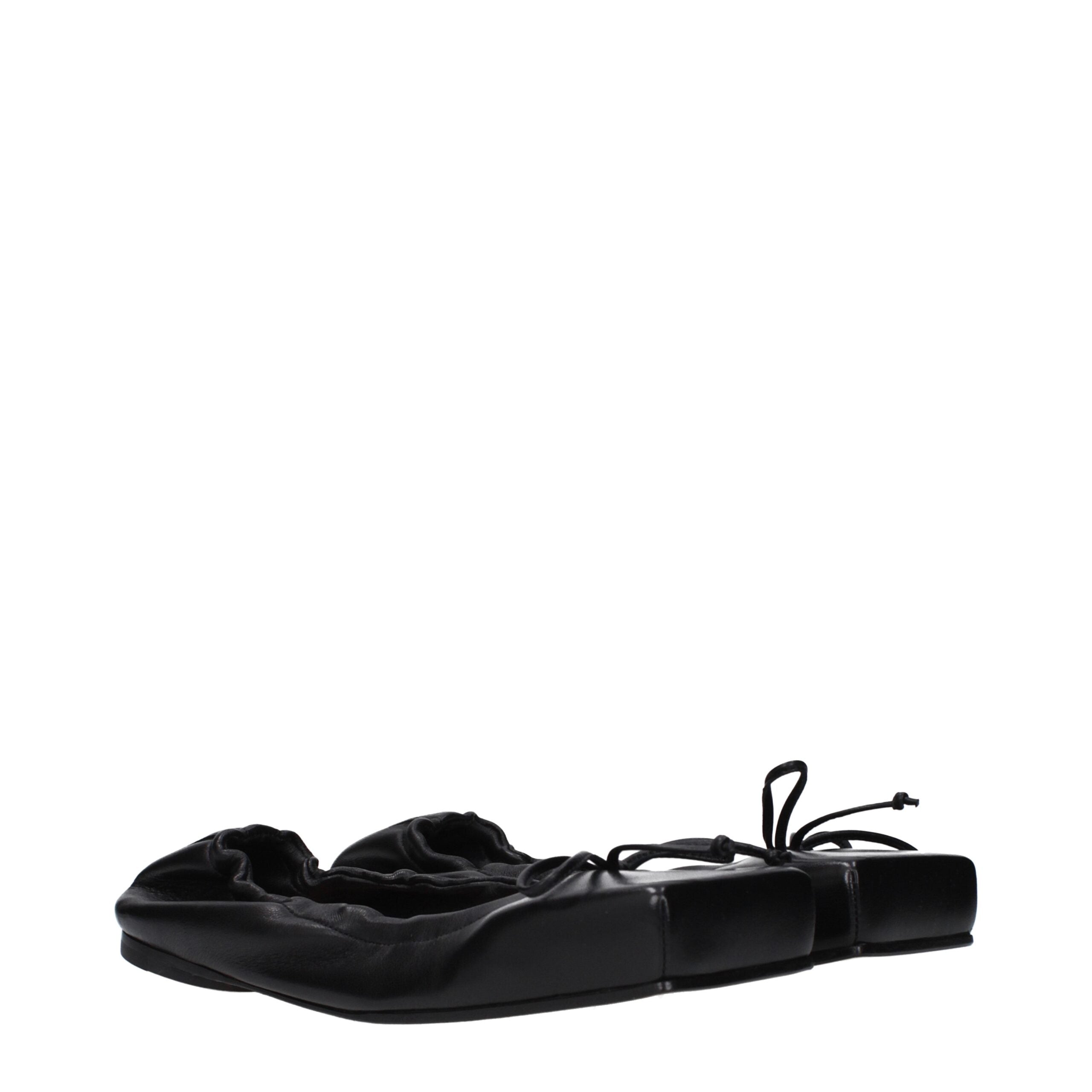 Black Leather Ballet Flats