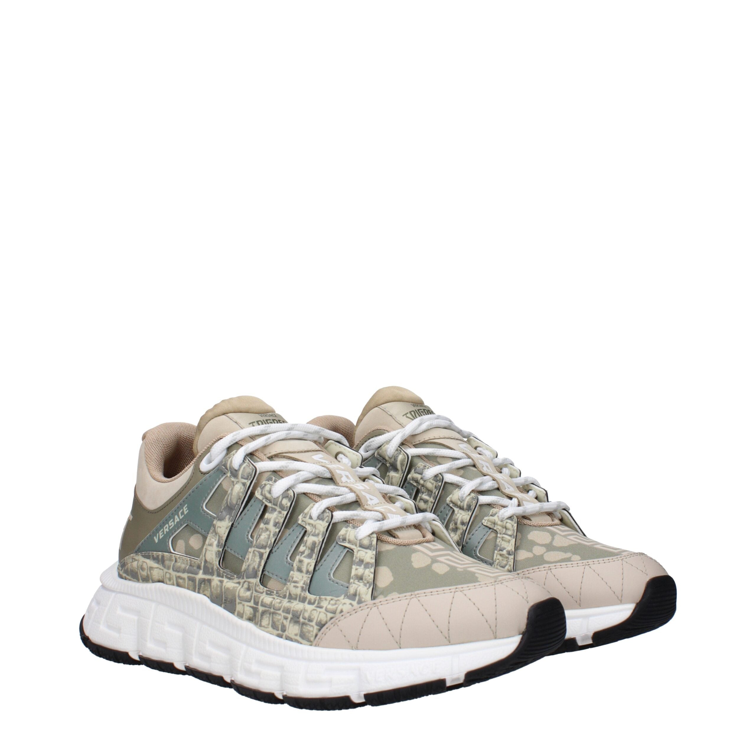 Green Fabric Low Top Sneakers