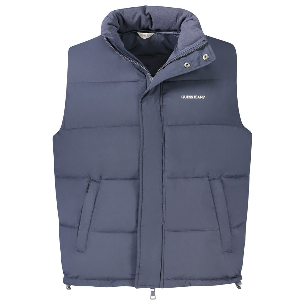 Guess Jeans Blu Polyester Men's Sleeveless Jacket