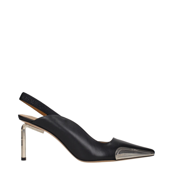Off-White svarte pumps i skinn med høy hæl