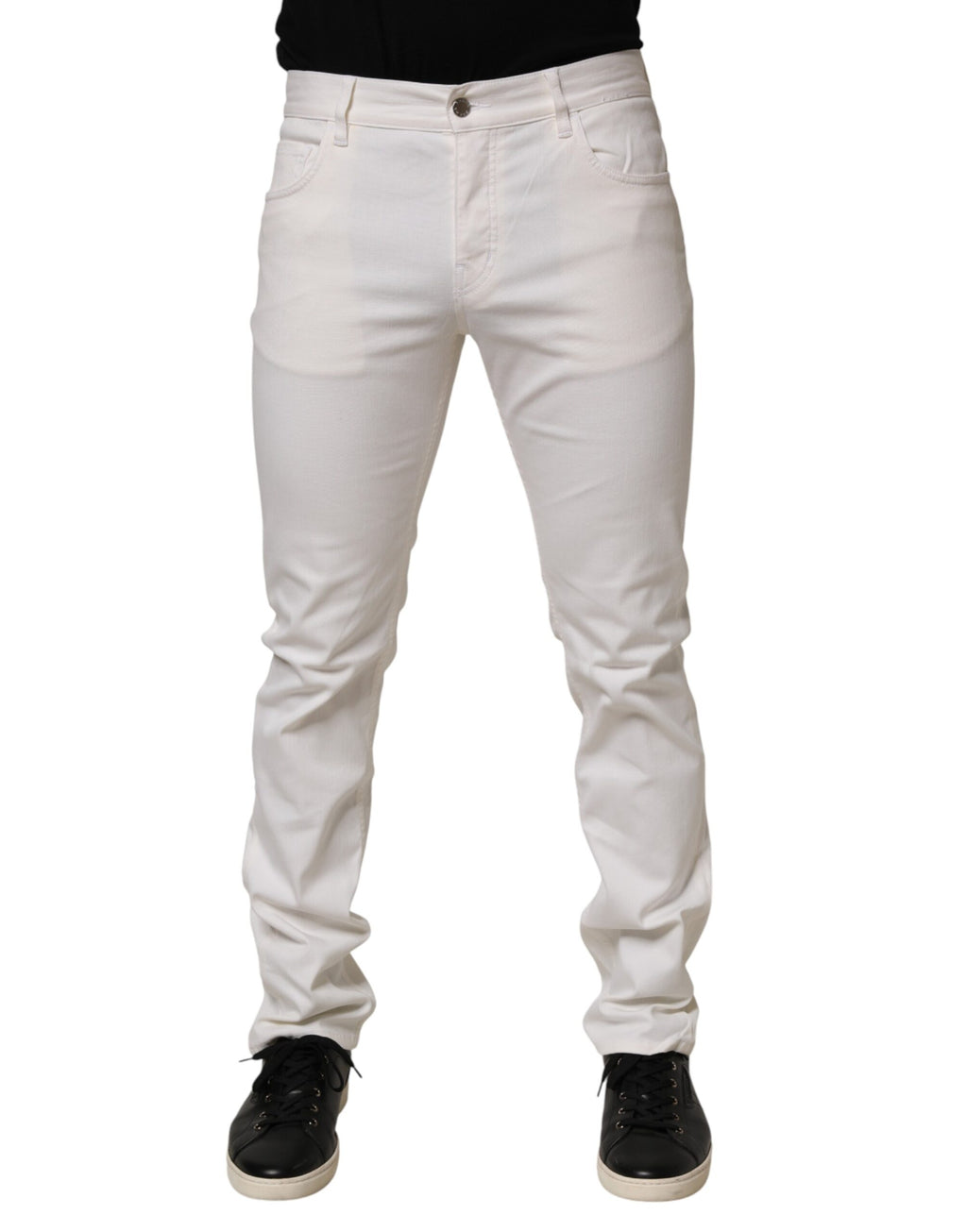 Vaqueros casuales pitillo de tiro medio blancos Prada