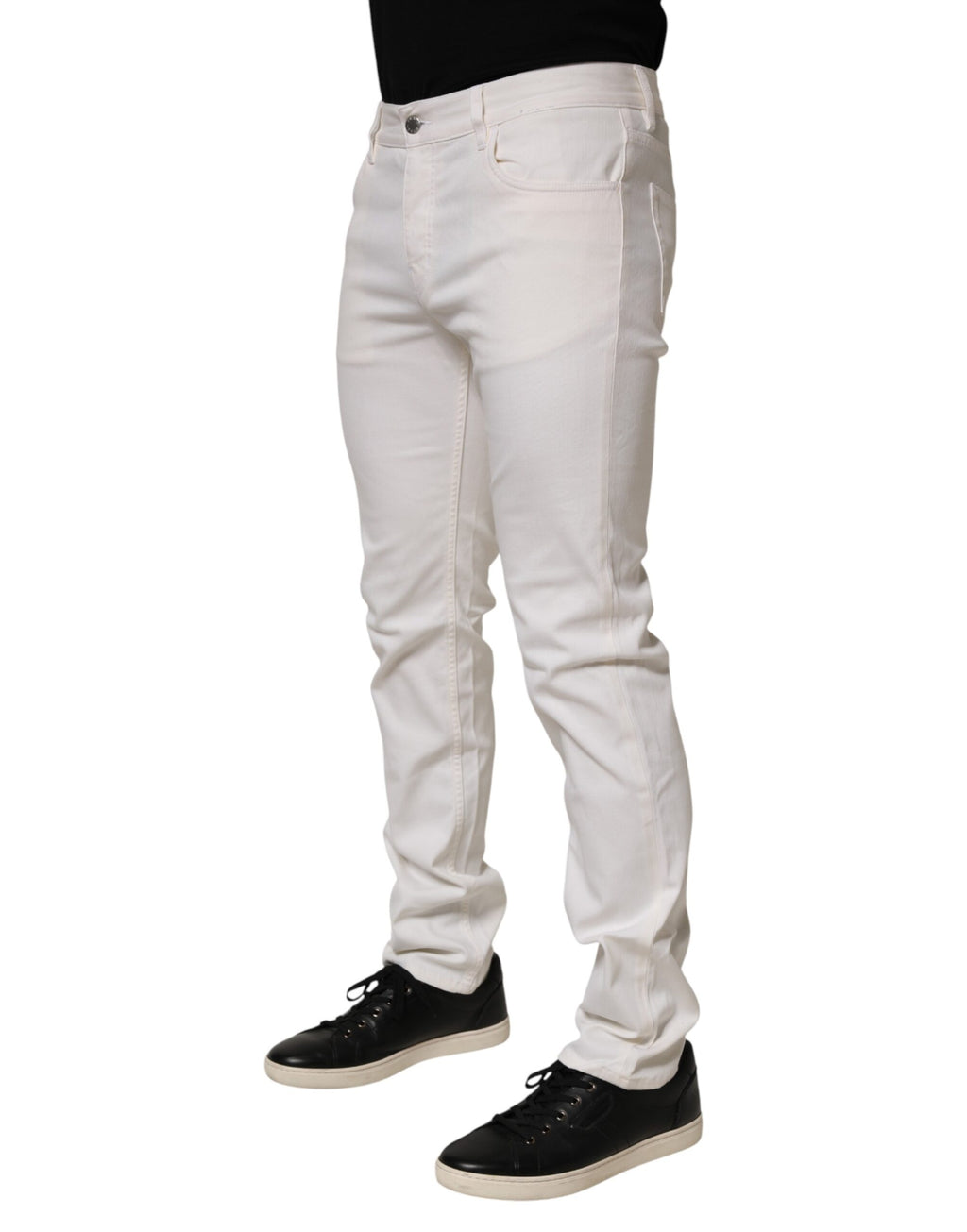 Vaqueros casuales pitillo de tiro medio blancos Prada