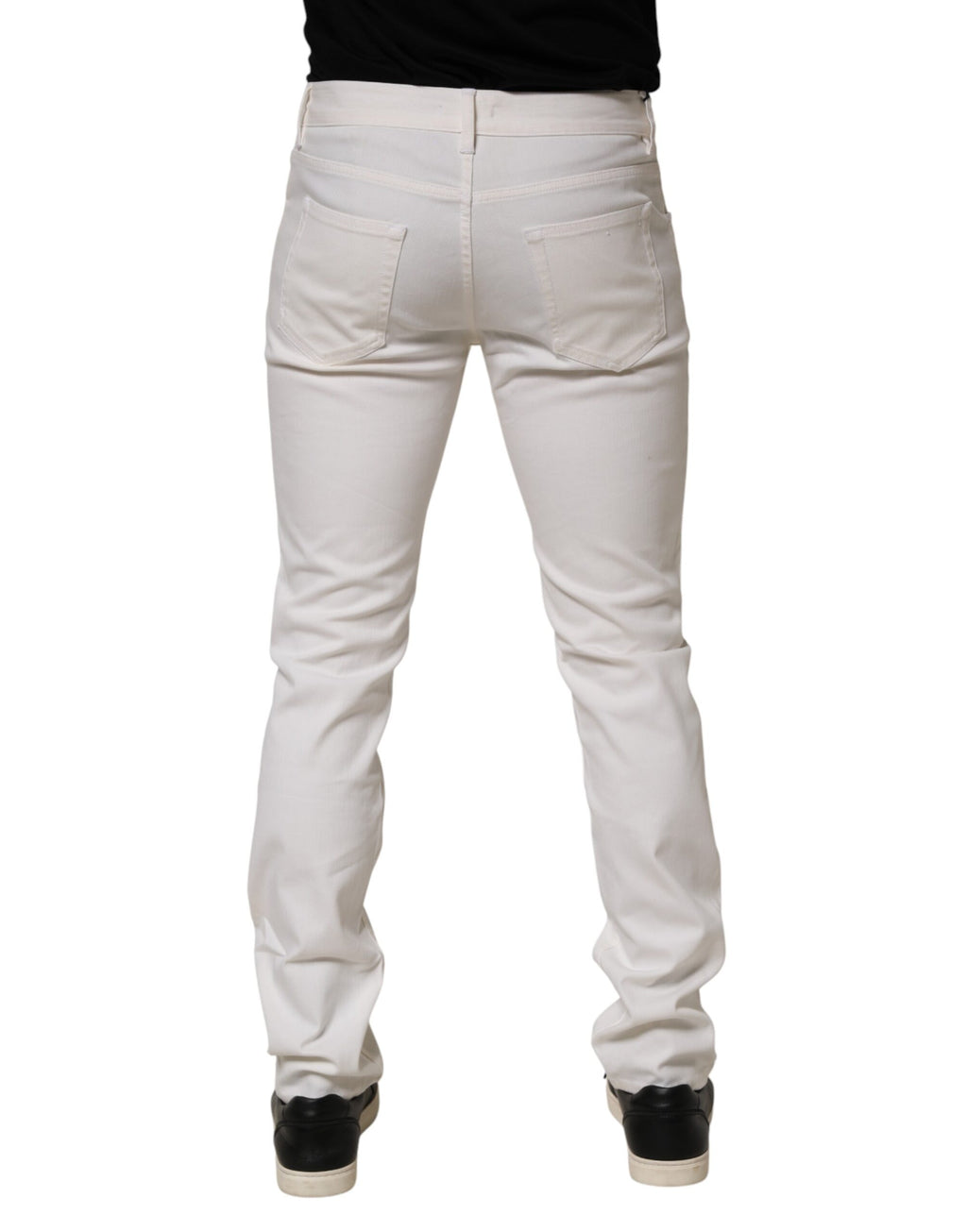 Vaqueros casuales pitillo de tiro medio blancos Prada