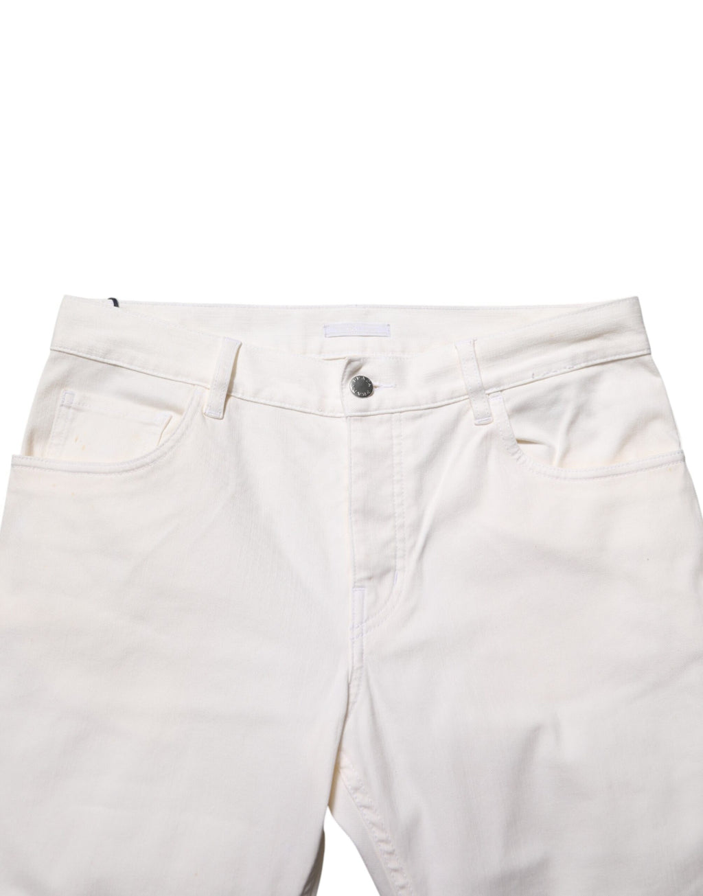 Vaqueros casuales pitillo de tiro medio blancos Prada