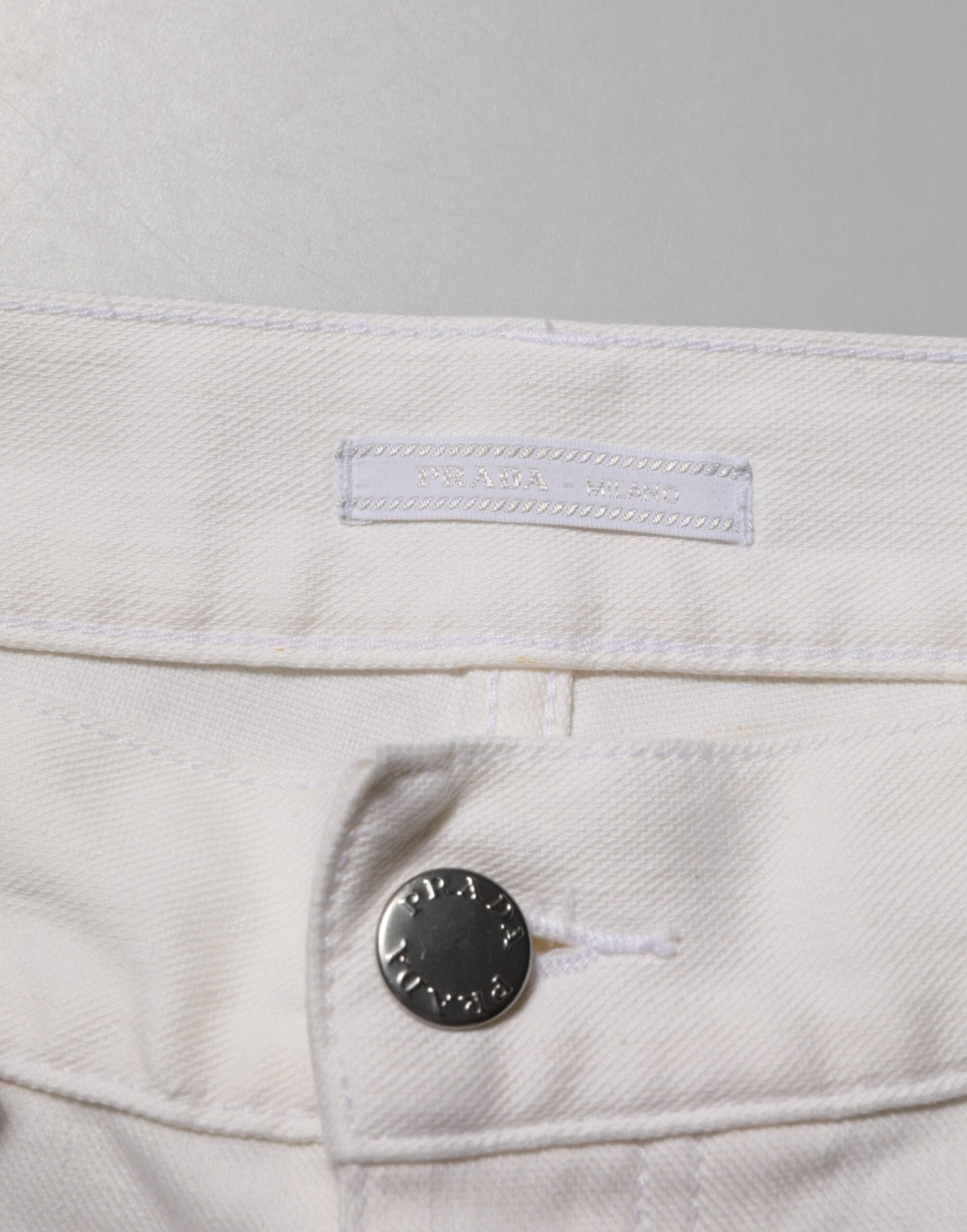 Vaqueros casuales pitillo de tiro medio blancos Prada