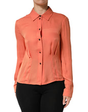 Emporio Armani Orange Collared Button Down Long Sleeves  Top