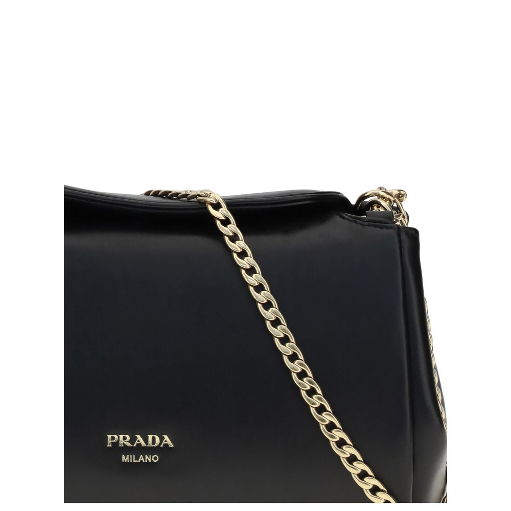 Bolso de hombro Prada de piel de becerro negra Bos Taurus