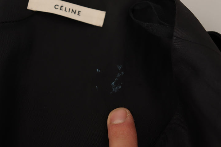 Celine Acetate Black High Waist omslagsskjørt med asymmetrisk kant