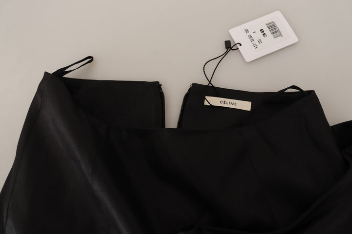 Celine Acetate Black High Waist omslagsskjørt med asymmetrisk kant