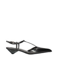 Sandalias planas de cuero gris Prada
