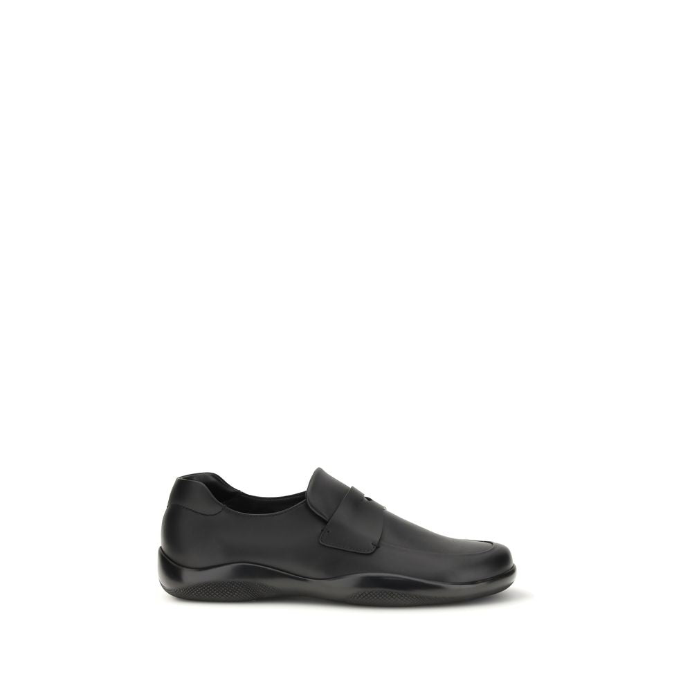 Mocasines Prada sin cordones de piel de becerro negra Bos Taurus