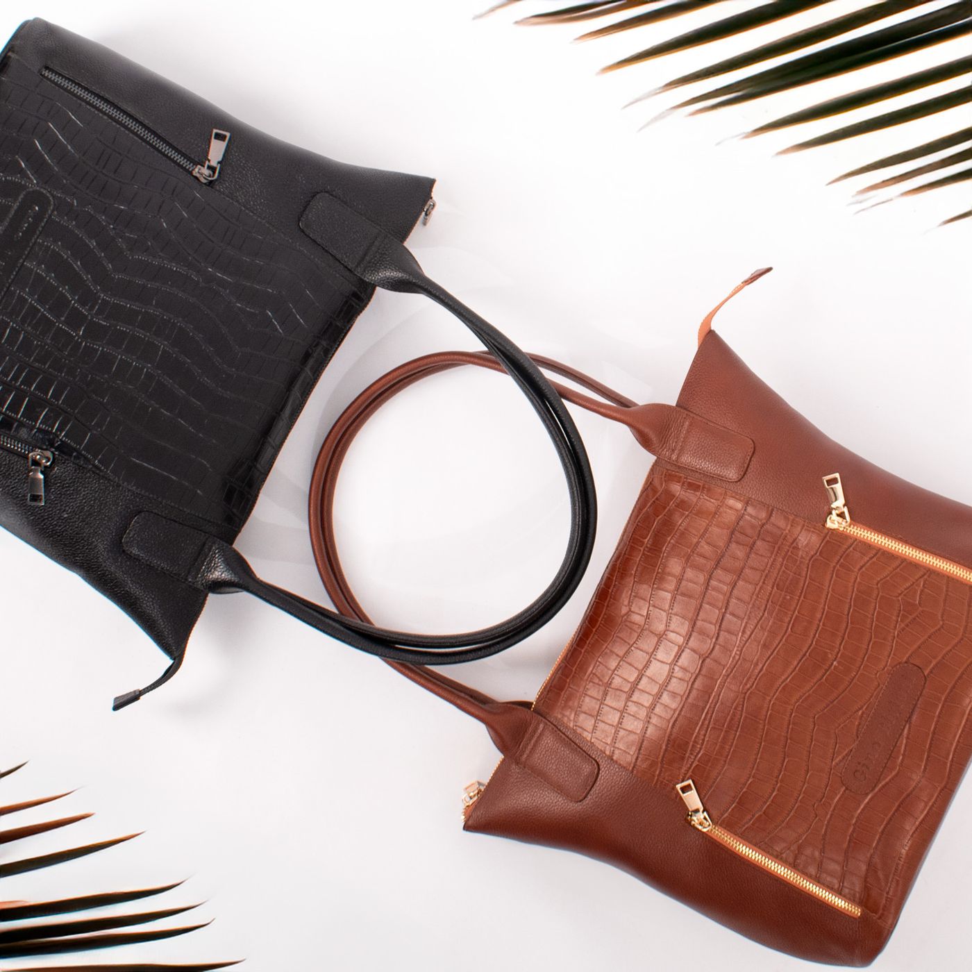 Leather top-handle bag